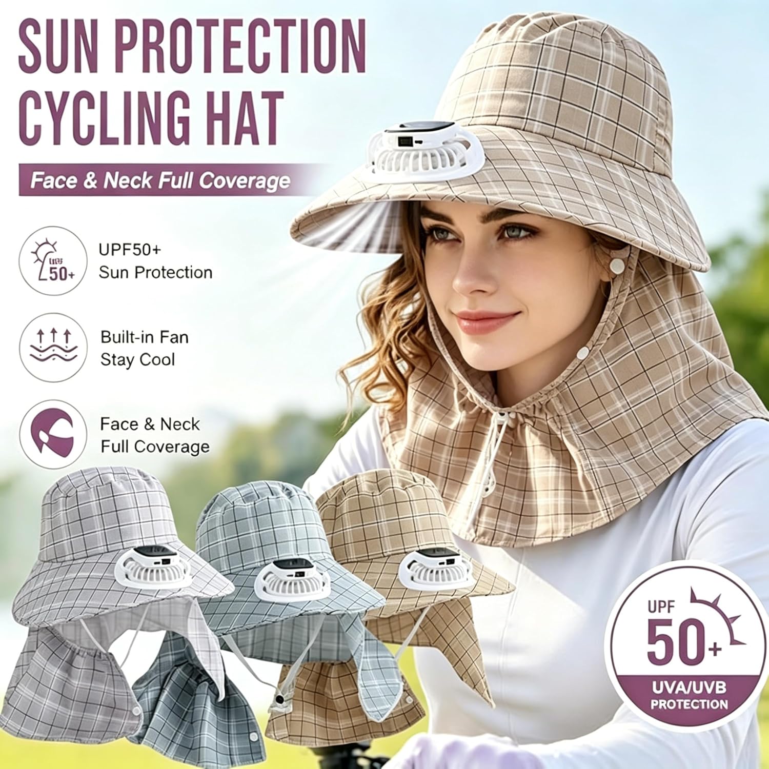 1PC Solar Power Neck Guard Fan - огляд і ціна Fishing Hat