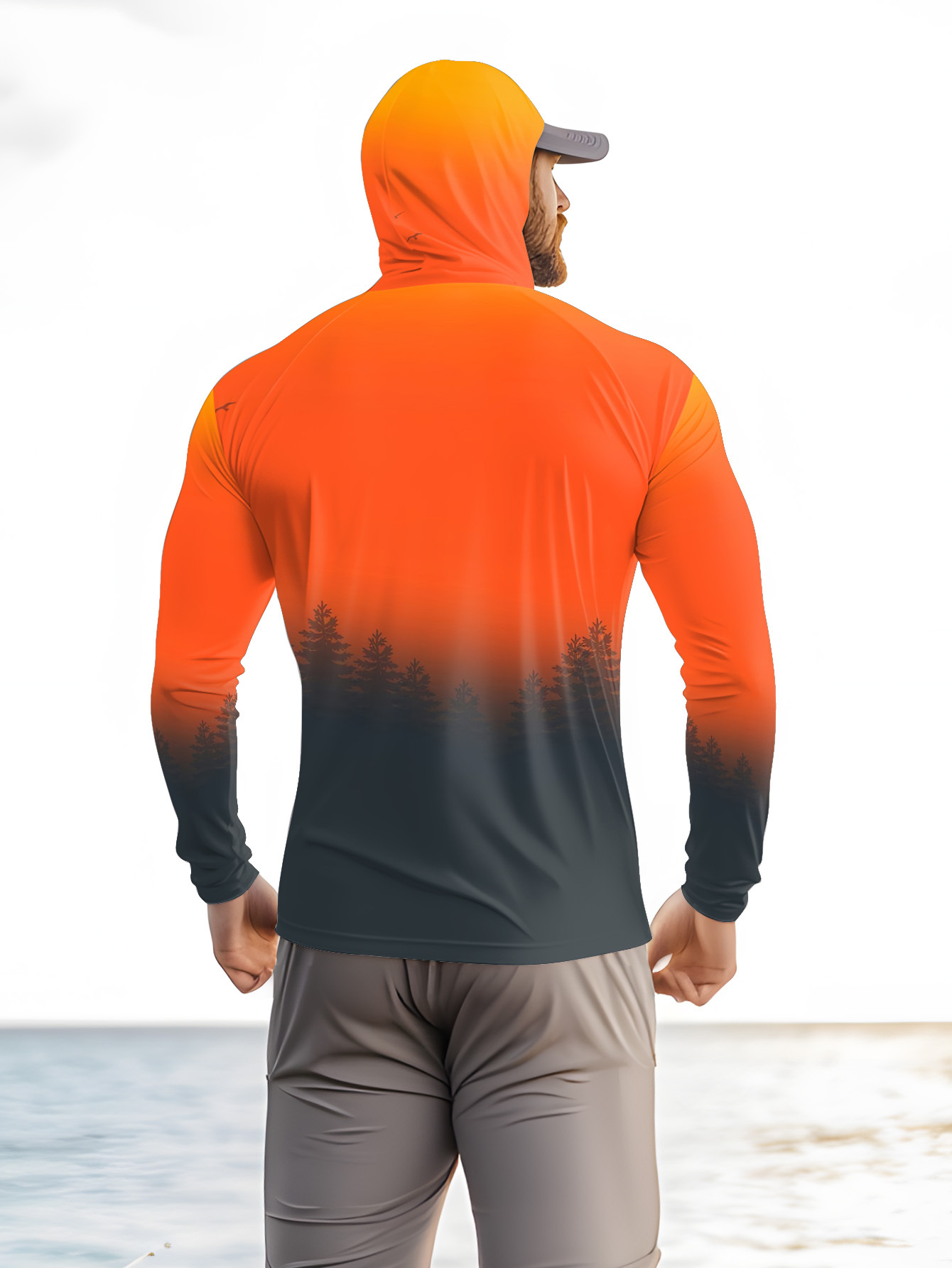 Men's Gradient Forest Printed  - огляд і ціна Fishing Hoodie